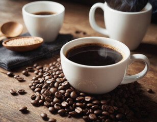 La tazzina di caffè è una fucina di energie, circondata dai suoi fedeli collaboratori: i chicchi...