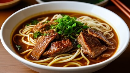  Delicious beef noodle soup ready to be savored