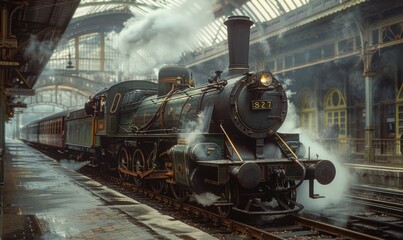 Naklejka premium train at the station