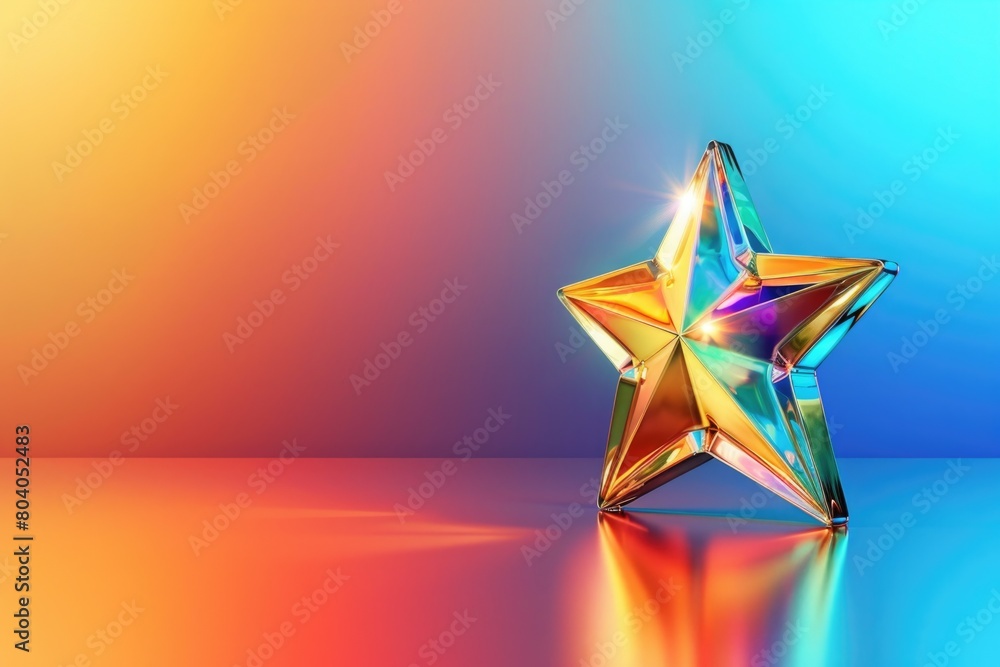 Aufkleber a shiny star on a reflective surface. suitable for various design projects