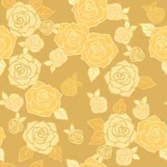 Japanese Rose Leaf Motif Vector Seamless Pattern
