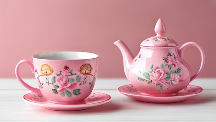  Pink floral tea set perfect for a cozy afternoon