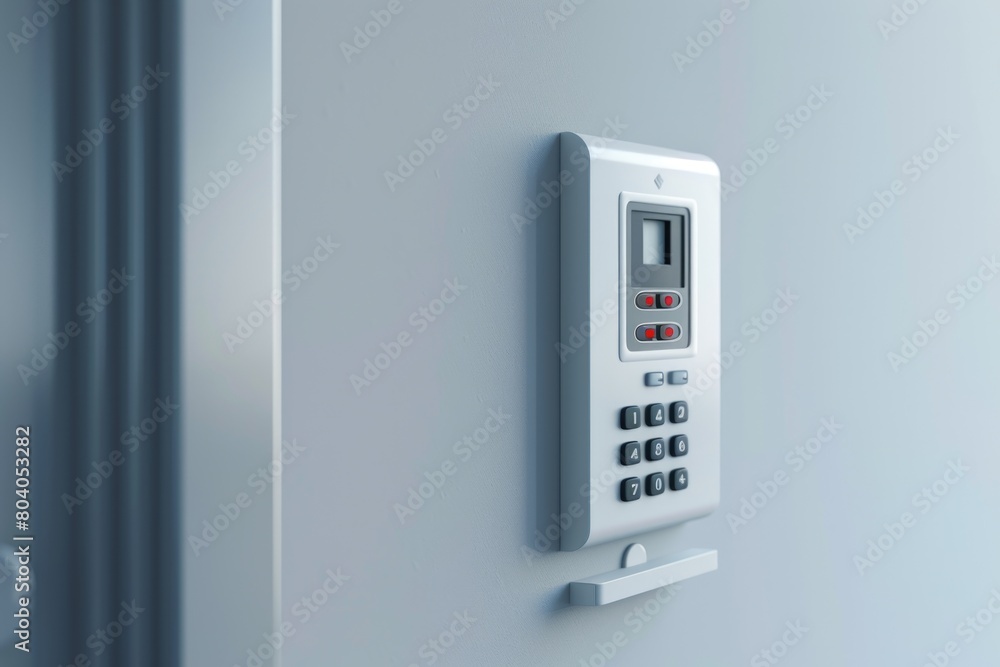 Poster close up of a keypad on a wall. suitable for security concepts