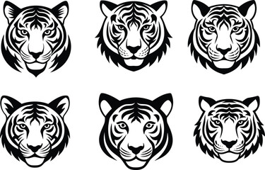 Tiger head illustration in vector on white-background