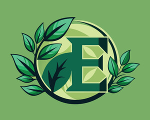 Leaf World Letter E Logo vector illustration