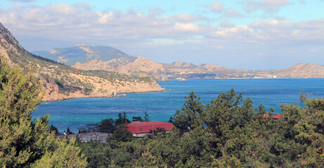 Crimea. Village of Novy Svet is located on the shore of the Black Sea bay Sudak-Liman (Green Bay).