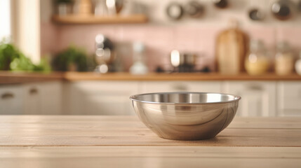 empty stainless steel bowl on the table