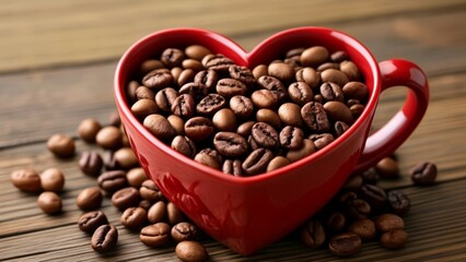  A heart full of love and coffee beans - Powered by Adobe