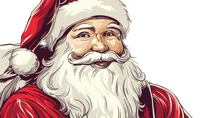 Portrait of Santa Claus with bag on white background