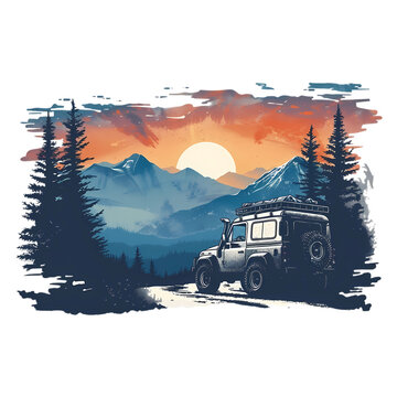 adventure car design for t shirt