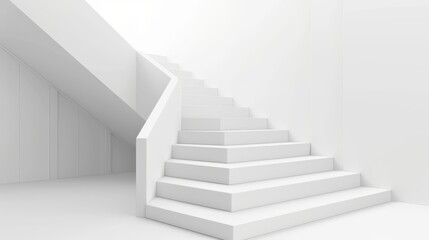 A realistic mockup of a white staircase, an interior design element. Solid modern illustration, representing a way to dream, to compete, to succeed.