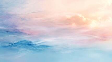 A fluid, abstract painting where layers of translucent paint create depth and movement, suggesting the flow of water or the shift of clouds across a sky. - obrazy, fototapety, plakaty