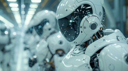 Fototapeta premium close-up,of unseen factory robotics, operating in a trailblazing factory setting, embodying the pinnacle of unseen technological advancements and pioneering industrial automation,