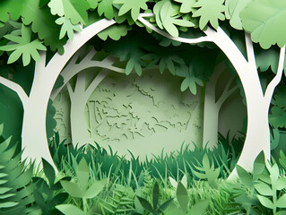 Leafy Border with Green Foliage and Tree Branches Illustration