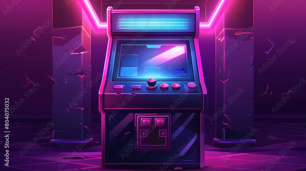 Poster gamer interface with text element flyer design set. retro arcade video game screen machine backgroun
