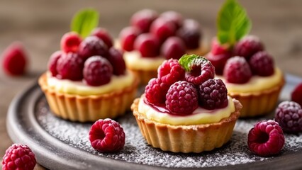  Delicious raspberry tartlets ready to be savored