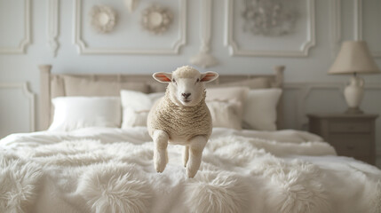 ベッドの上に羊