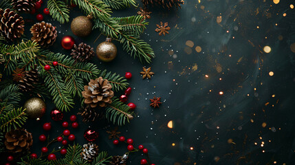 Obraz na płótnie Canvas Beautiful Christmas composition on dark background