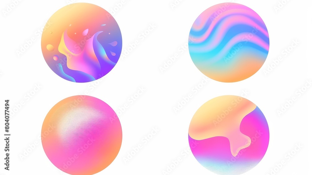 Poster a blur gradient circle abstract shape with gradation of fluid color on transparent background. set o