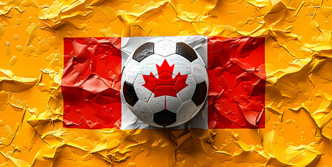 Fototapeta premium A soccer ball with the flag of Canada. 2026 World Cup