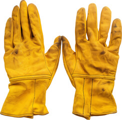 a pair of security yellow construction gloves isolated.