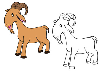 Goat illustration. Perfect for artwork, t-shirts, cards, prints, picture books, coloring books, wallpaper, prints, etc.