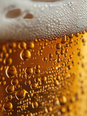 Texture in dettaglio di bicchiere di birra fresca con gocce