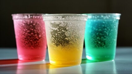 Colorful fizzy drinks in cups
