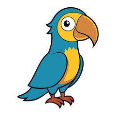 Wonderful parrot bird standing happy funny parrot cartoon Vector illustration
