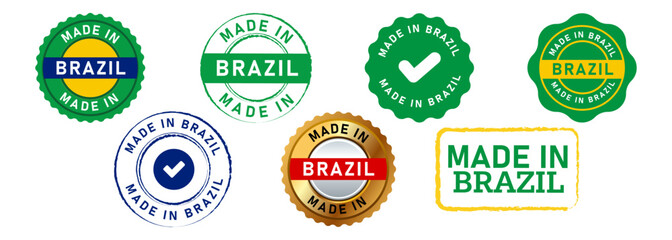 made in brazil rectangle circle stamp seal badge sign for logo country manufactured product