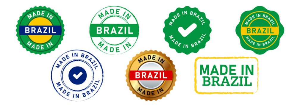 made in brazil rectangle circle stamp seal badge sign for logo country manufactured product