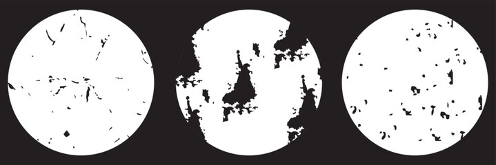 white grunge circle stamp set. Round stamp vector illustration isolated on black background. Orange stamp vector.Grunge badge, seal, ink and stamp design template.Roundgrunge hand drawn circle shape 