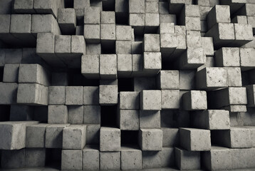3d cubes squares blocks abstract background cement grey