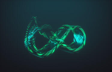 Green technology background with Infinity icon. Hologram. 3d rendering