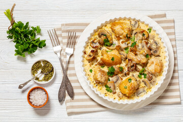 chicken thighs in a creamy mushroom garlic sauce