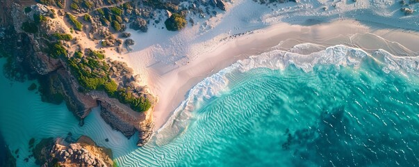 Aerial view of Wharton Beach, Esperance, Western Australia.