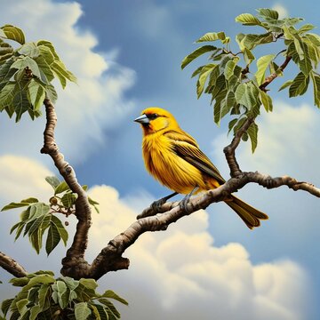 "Beautiful  flying canary bird''