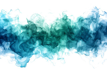 Green and turquoise watercolor blotch pattern on transparent background.