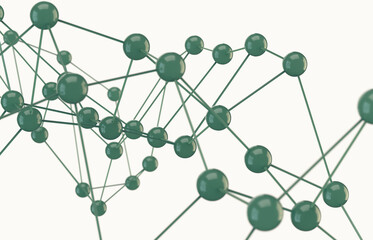 Abstract Green technology background with connected dots. biotech. 3d rendering