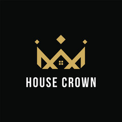 House crown logo design gold luxury concept idea