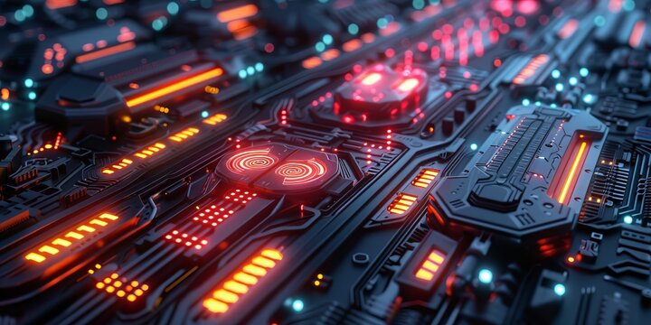 Multicolored Technological Wallpaper with Innovative, Science Fiction Hardware.