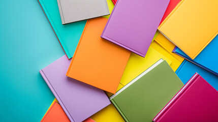 Blank books on color background