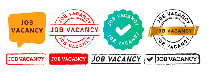 job vacancy rectangle stamp and speech bubble sign for announce opportunity hiring recruiting