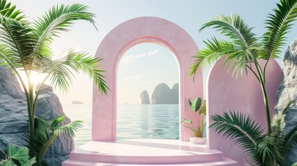 3D render of abstract background with arch