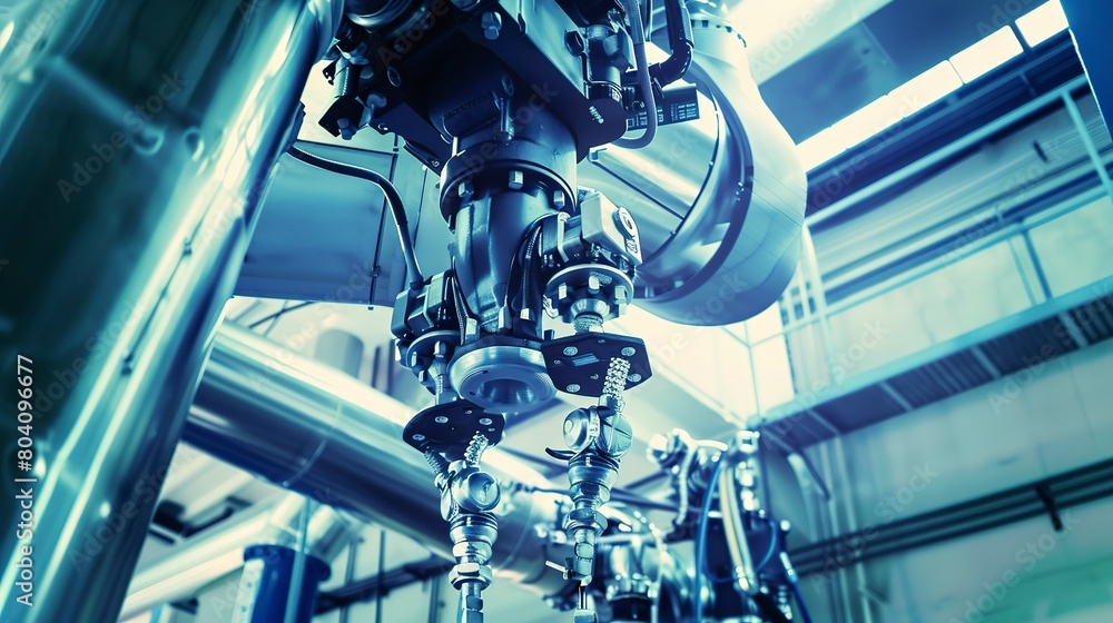 Poster macro shot of a robotic arm conducting maintenance in a high-tech energy facility, illustrating auto