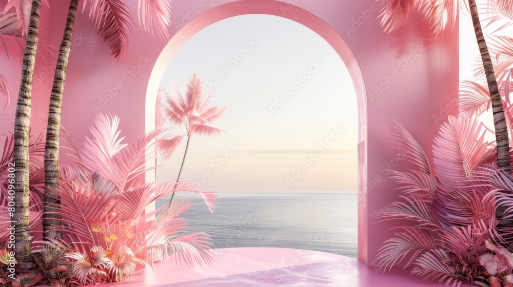 Poster 3d render of abstract background with arch