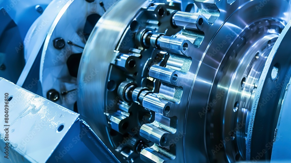 Aufkleber macro view of an ultramodern wind turbine gearbox, focusing on the technology that enables efficient