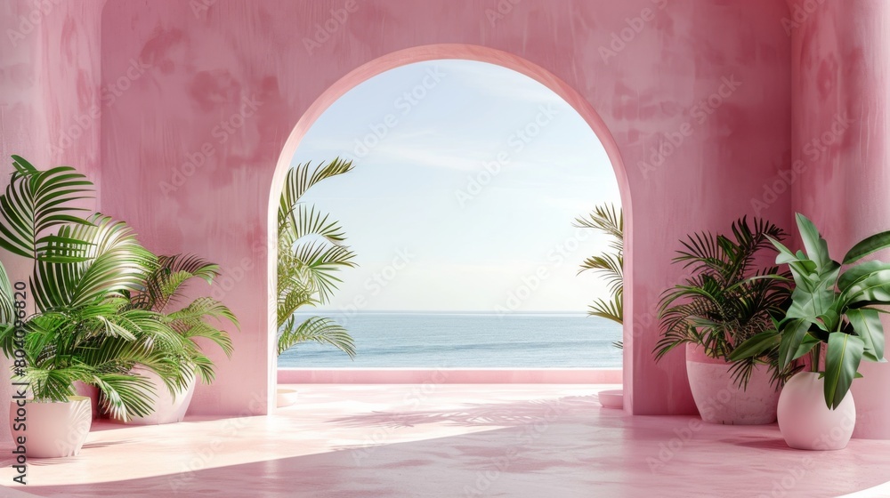 Poster 3d render of abstract background with arch