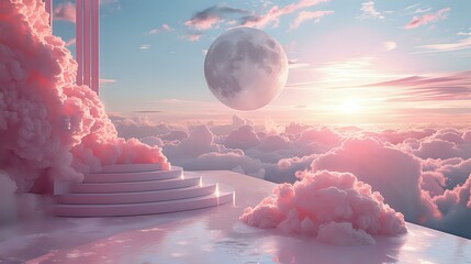 Obraz premium Enchanting Serene Landscape with Reflective Pink Platform