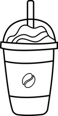 A minimalist outline of a coffee cup, Coffee cup outline. 